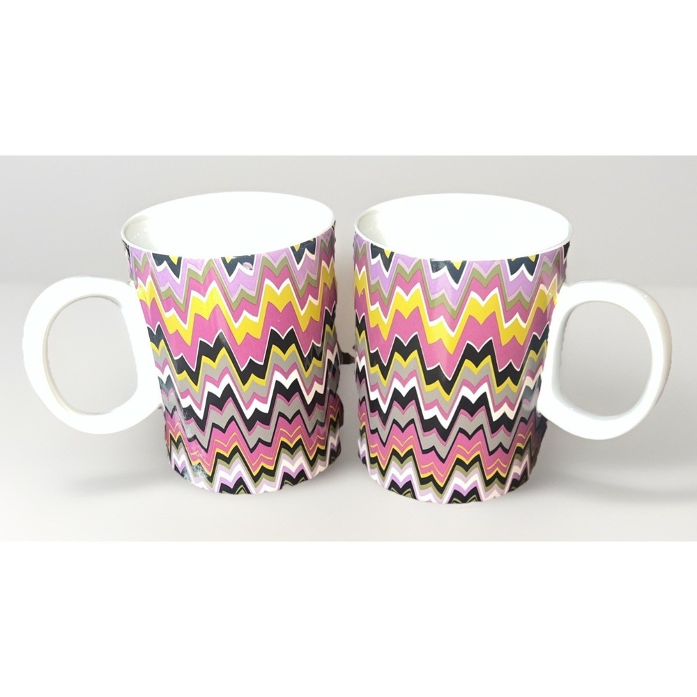 [2] Missoni Target Coffee Mugs Purple Passion Zig Zag Chevron 16 oz Coffee Cups